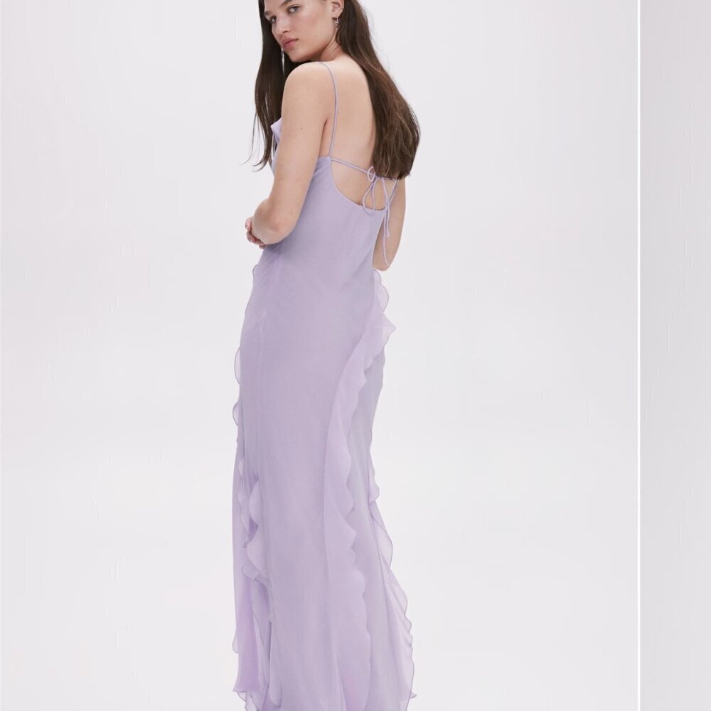 MANGO Ruffled detail dress LILAC Size 8 NEW WITH TAG!